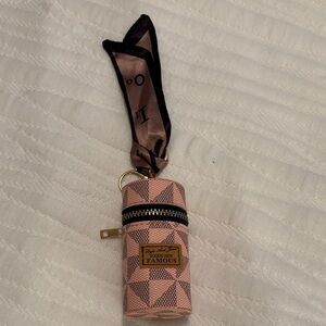 Vogue New Famous Pink Embellished Cosmetic Case with Keychain Purse Adornment